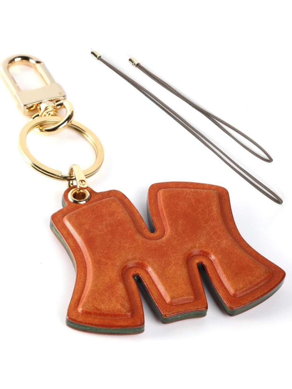 Custom Leather Initial Keychain Charm - Handmade Genuine Leather Bag Pendant